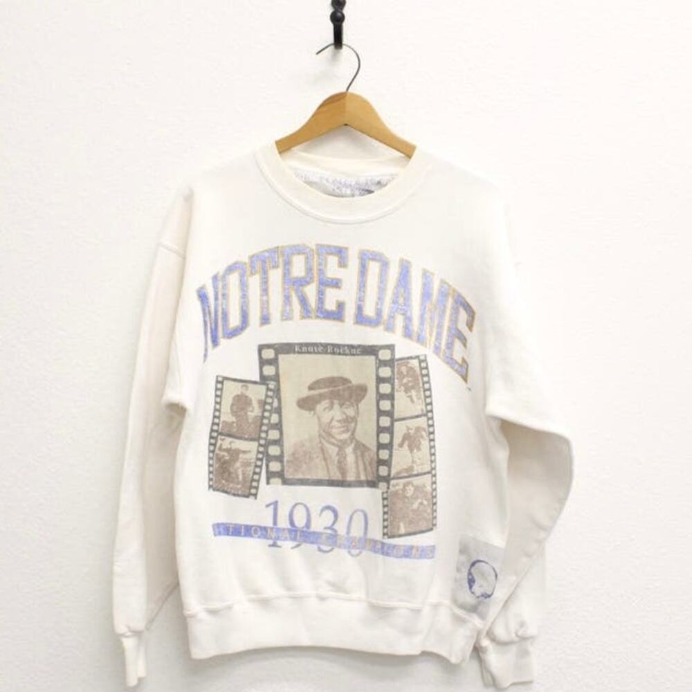 Vintage 90s Notre Dame Knute Rockne Sweatshirt Men’s Large White Fighting Irish